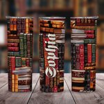 Personalized Library Book Retro Design 20oz Skinny Tumbler with Name Christmas Gift Back to School Gift for Book Lover