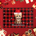 Personalized Meowy Christmas Dog Cat with Christmas Hat Doormat Home Decoration Christmas Gift for Family Pet Lover