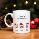 Personalised Grandparent's Christmas Biscuit Characters 11oz Ceramic Mug with Grandkids Names Christmas Birthday Gift for Grandparent