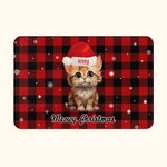 Personalized Meowy Christmas Dog Cat with Christmas Hat Doormat Home Decoration Christmas Gift for Family Pet Lover
