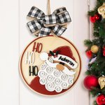 Personalized Christmas Santa Claus Wooden Pendant Round Ornament with Bow and Name Christmas Tree Decor Christmas Gift for Family Friend