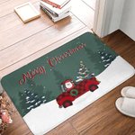 Personalised Santa Claus Driving a Car Welcome Mat Non-Slip Absorbent Door Mat Christmas Gift for Family Friend