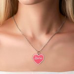 Collar Colgante Corazón Personalizado con Nombre Collar Estilo Muñeca Rosa Fiesta de Cumpleaños Regalo para Mujer Niña