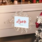 Gepersonaliseerd Love Dog Paw Sneeuwvlok Ornament met Naam Kerstboom Decor Kerstcadeau voor Familie Hond Liefhebber