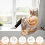 Personalised Cute Cartoon Bear Hooded Arctic Fleece Blanket with Name Soft and Warm Birthday Christmas Gift for Kids