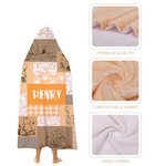 Personalised Cute Cartoon Bear Hooded Arctic Fleece Blanket with Name Soft and Warm Birthday Christmas Gift for Kids