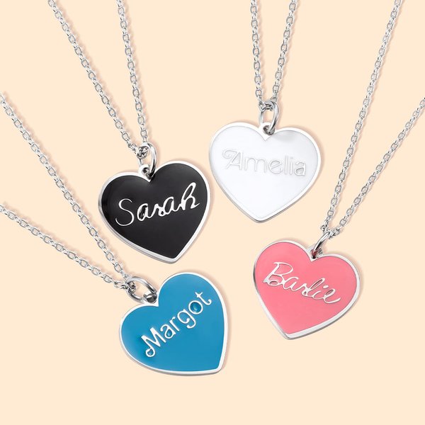 Collar Colgante Corazón Personalizado con Nombre Collar Estilo Muñeca Rosa Fiesta de Cumpleaños Regalo para Mujer Niña