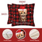 Gepersonaliseerde Meowy Kerst Hond Kat met Kerstmuts Kussenhoes Kerst Huisdecoratie voor Huisdiereigenaar