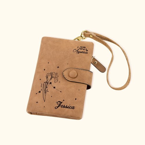 Portafoglio porta carte personalizzato in pelle PU: sottile astuccio con cerniera per le vacanze - Italia
