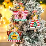 Personalised Christmas Angel Wooden Ornament Jingle Bell Shape Holiday Theme Hanging Ornament with Bead Bow-tie Christmas Gift for Family Friend Kid