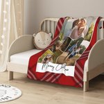 Couverture en Laine Personnalisée avec Photos en Buffalo Plaid Cadeau de Noël et d'Anniversaire pour la Famille et les Amis