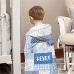 Personalised Cute Cartoon Bear Hooded Arctic Fleece Blanket with Name Soft and Warm Birthday Christmas Gift for Kids