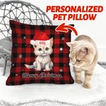 Gepersonaliseerde Meowy Kerst Hond Kat met Kerstmuts Kussenhoes Kerst Huisdecoratie voor Huisdiereigenaar