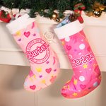 Personalized Cute Pink and white Style Christmas Stockings with Name Christmas Tree Decor Perfect Gift for Family Kids