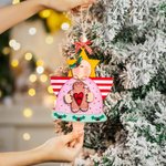 Personalised Christmas Angel Wooden Ornament Jingle Bell Shape Holiday Theme Hanging Ornament with Bead Bow-tie Christmas Gift for Family Friend Kid