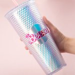 Personalized  Fashion Curved Name Stickers Water Resistant Holographic Vinyl Decal Label Birthday Gift for Sister Friend Pink Doll Lovers