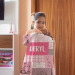 Personalised Cute Cartoon Bear Hooded Arctic Fleece Blanket with Name Soft and Warm Birthday Christmas Gift for Kids