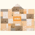 Personalised Cute Cartoon Bear Hooded Arctic Fleece Blanket with Name Soft and Warm Birthday Christmas Gift for Kids