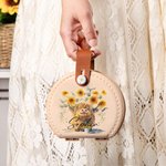 Kit de couture en cuir portable avec nom Tournesol Highland Vache Cadeau d'anniversaire et de Noël pour elle