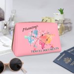 Personalisierte bunte Weltkarte Leder Reisen große Kapazität Dokumentenhalter Zip Pouch mit Namen Jahrestag Geburtstag Reisegeschenk für Frauen