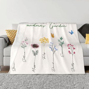 Couverture Polaire Style Aquarelle Fleurs Cadeau Fête des Mères pour Grand-Mère Mère Famille