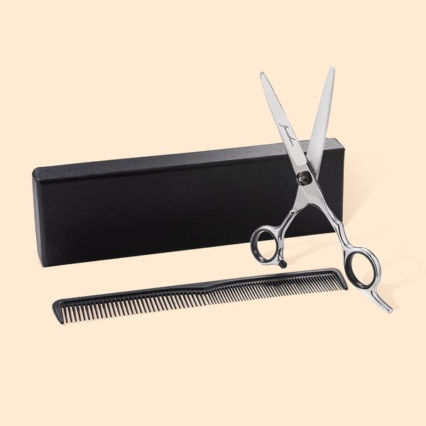 Stainless Steel Barber Scissors and Comb Set with Engraved Text