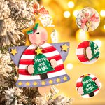 Personalised Christmas Angel Wooden Ornament Jingle Bell Shape Holiday Theme Hanging Ornament with Bead Bow-tie Christmas Gift for Family Friend Kid