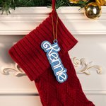 Bas de Noël personnalisé en bois avec nom ou lettre Mignon décor pour arbre de Noël pour Fans Poupée Rose Pet Lover