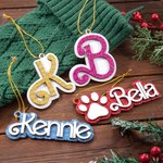 Bas de Noël personnalisé en bois avec nom ou lettre Mignon décor pour arbre de Noël pour Fans Poupée Rose Pet Lover