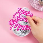 Personalized Fashion Curved Font Disco Ball Stickers with Name Water Resistant Crystal Label Party Gift for Friend Disco Lover