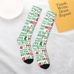 Personalized Family Christmas Crew Socks Knee High Socks Soft Comfort Breathable Socks Christmas Gift for Family Friends