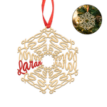 Ornement Noël Flocon de Neige en Bois Personnalisé avec Nom Décoration de l'Arbre de Noël Cadeau pour Famille et Amis