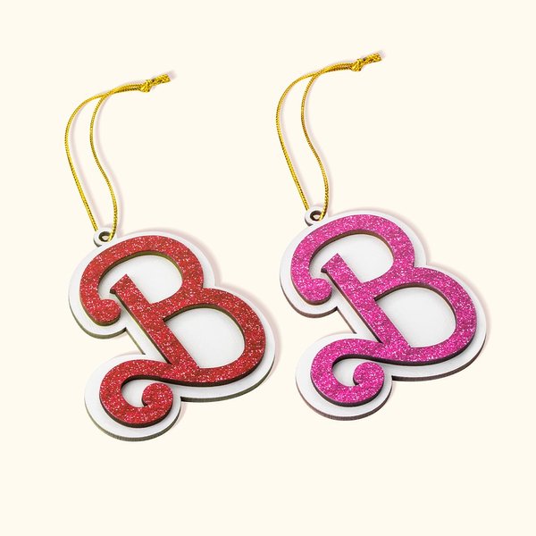 Personalized Candy Style Glitter Wooden Stocking Tag with Name or Letter Cute Christmas Tree Hanging Decor for Doll Fashion Fans Pet Lovers