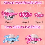 Personalized Fashion Curved Font Disco Ball Stickers with Name Water Resistant Crystal Label Party Gift for Friend Disco Lover