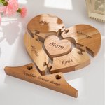 Gepersonaliseerd houten hart familie-eenheid puzzel plaquette met 1-6 namen Kerstmis Moederdag Thanksgiving Day Home Decor voor familie