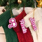 Bas de Noël personnalisé en bois avec nom ou lettre Mignon décor pour arbre de Noël pour Fans Poupée Rose Pet Lover