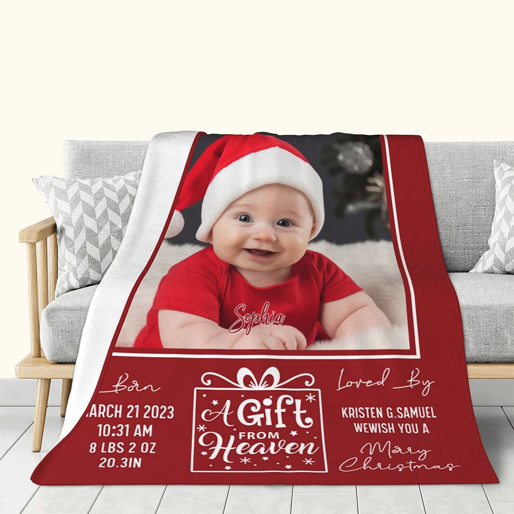 Cadeaux du ciel personnalisés Couverture douce multicolore avec textes et photos Cadeaux d'anniversaire pour bébé enfant