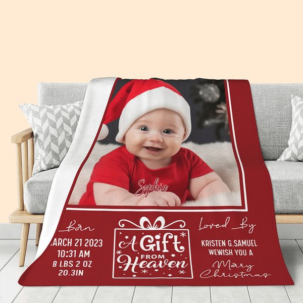 Gepersonaliseerde Gifts From Heaven Multi-Color Zachte Deken met Teksten en Foto Newborn Party Verjaardagscadeaus voor Baby Kid