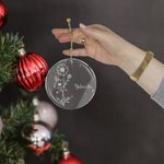 Personalised 12 Zodiac & Birth Flower with Glitter Star Christmas Acrylic Ornament Christmas Tree Decor Gift for Friend Family