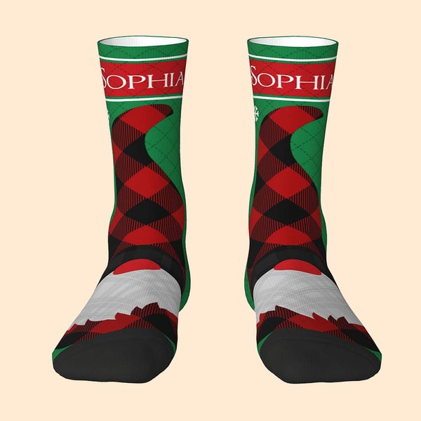 Personalizzato Natale Babbo Natale Pinguino Snowman Crew Socks Calzini alti fino al ginocchio Morbido Comfort Traspirante Regalo di Natale per gli ami