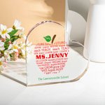 Personalised Apple Pattern Heart-shaped Acrylic Plaque Teacher Appreciation Week Thank You Desk Decor for Teacher