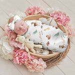 Personalised Christmas Woodland Animal Baby Swaddling Clothes Set with Baby Name Birthday Welcome Baby Shower Gift for Baby Newborn Mother