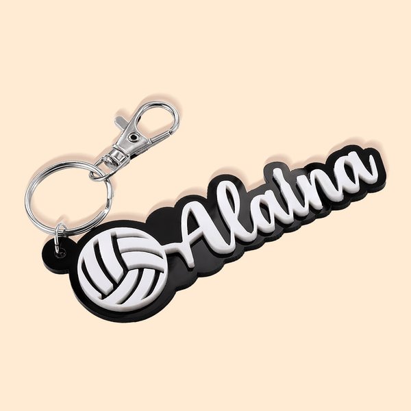 Bolsa de Voleibol Personalizada Etiqueta 3D Nombre Llavero Accesorio Vuelta al Cole Regalo de Equipo para Jugador de Voleibol Entrenador