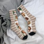 Personalized Colorful 5 Photos Collage Crew Socks Knee High Socks Soft Comfort Breathable Christmas Birthday Gift for Family Friends