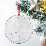 Personalised 12 Zodiac & Birth Flower with Glitter Star Christmas Acrylic Ornament Christmas Tree Decor Gift for Friend Family