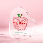 Personalised Apple Pattern Heart-shaped Acrylic Plaque Teacher Appreciation Week Thank You Desk Decor for Teacher