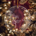 Personalised 12 Zodiac & Birth Flower with Glitter Star Christmas Acrylic Ornament Christmas Tree Decor Gift for Friend Family