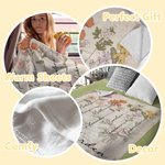 Personalised Watercolor Birth Flower Blanket with Name and Love Grows Here Quote Retro Home Decoration Birthday Gift for Mom Grandma