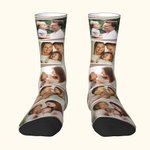 Personalized Colorful 5 Photos Collage Crew Socks Knee High Socks Soft Comfort Breathable Christmas Birthday Gift for Family Friends