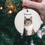 Personalised Dog Cat Portrait Photo Christmas Ceramic Ornament with Name Home Decoration Christmas Gift for Family Pet Lovers